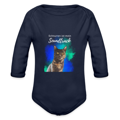 Baby-Body „Schnurren ist mein Soundtrack“ – Schwarze Edition für kleine Katzenfans - Dunkelnavy