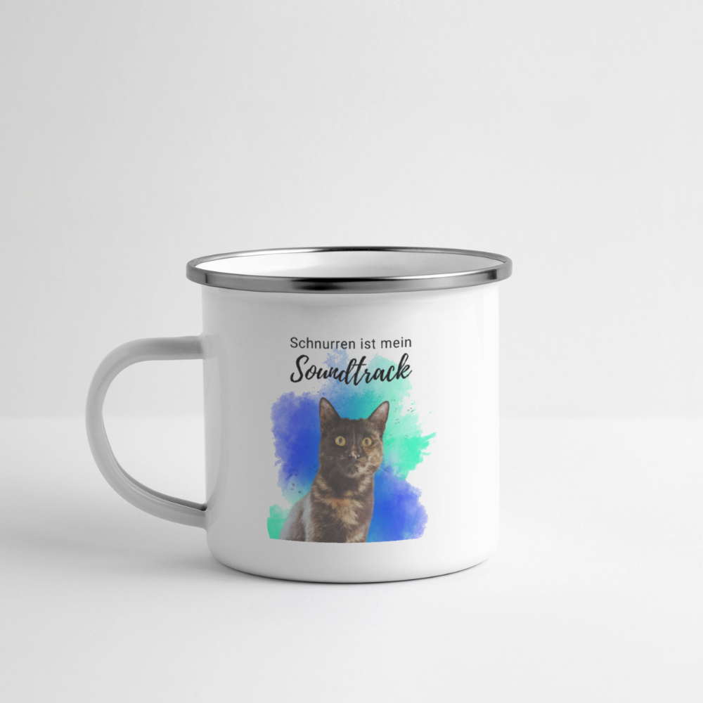 LiNBW. Emaille-Tasse Schnurren ist mein Soundtrack - Weiß