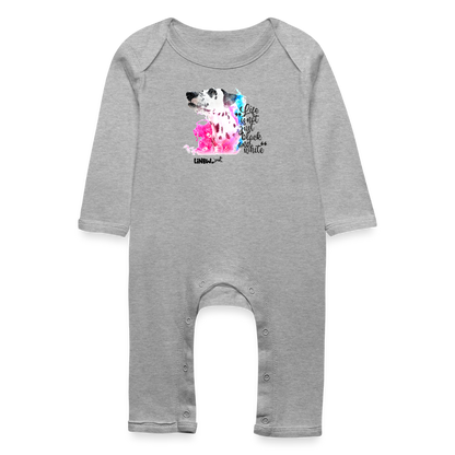 LiNBW. Baby Strampler Dalmatiner Life is not just black and white - Grau meliert