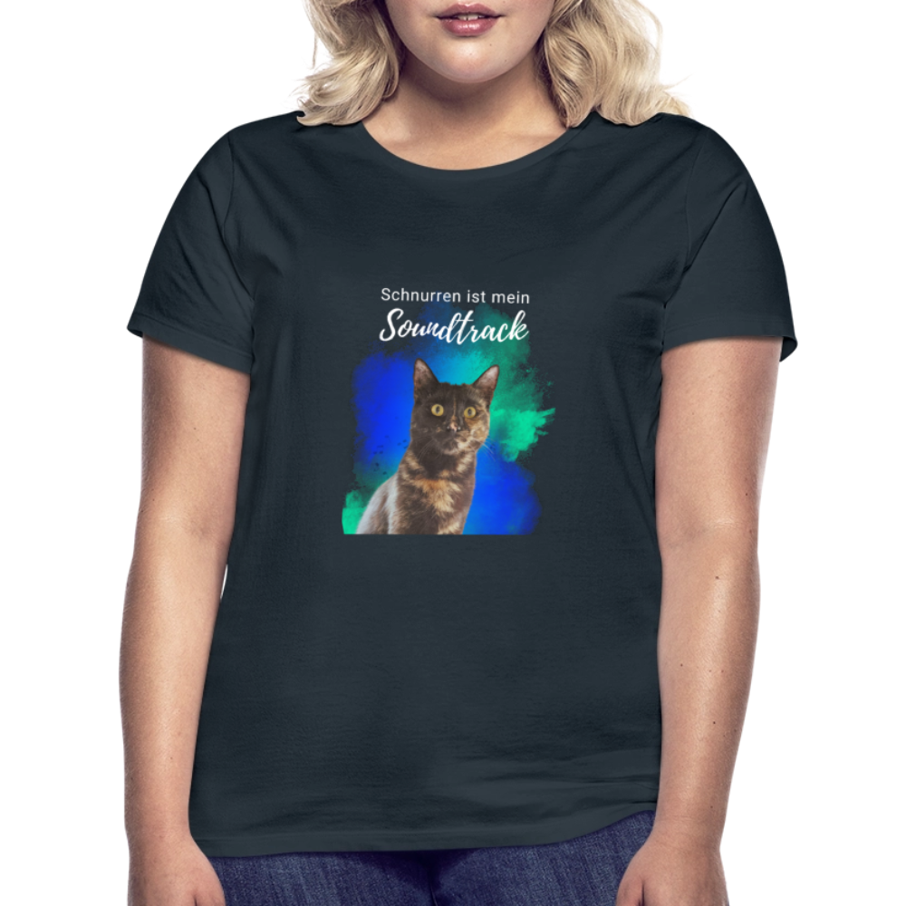 LiNBW. Frauen T-Shirt Schnurren ist mein Soundtrack - Navy
