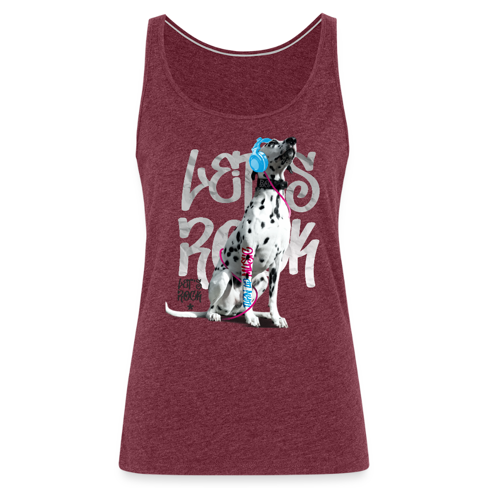 LiNBW. Frauen Tank-Top Dalmatiner Let's Rock - Bordeauxrot meliert