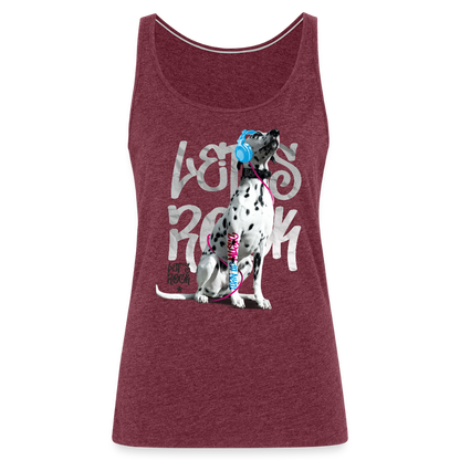 LiNBW. Frauen Tank-Top Dalmatiner Let's Rock - Bordeauxrot meliert