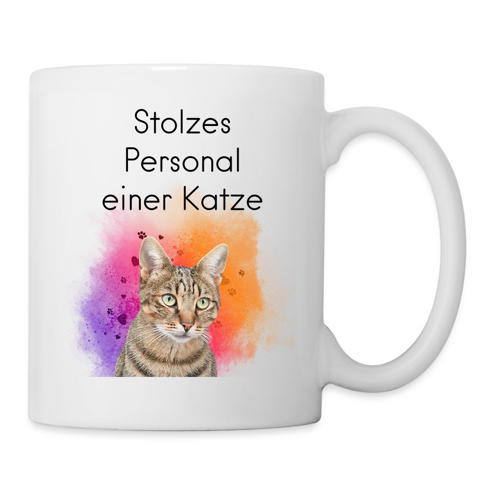 LiNBW. Keramiktasse Stolzes Personal einer Katze - Weiß