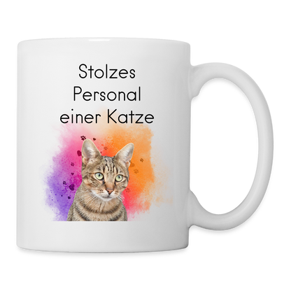 LiNBW. Keramiktasse Stolzes Personal einer Katze - Weiß