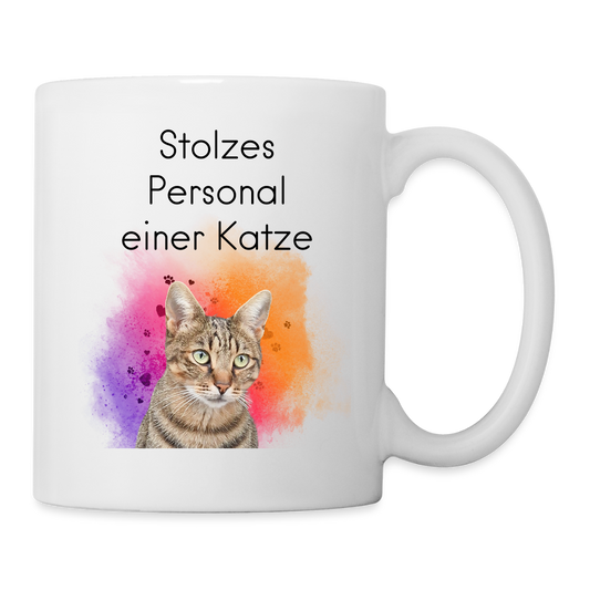 LiNBW. Keramiktasse Stolzes Personal einer Katze - Weiß