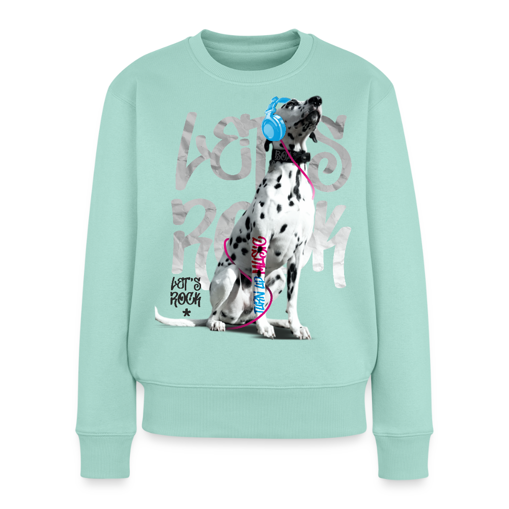 Damen Pullover „Let’s Rock“ – Boa mit Kopfhörern – für Musik- & Hundefans 🎧🐾 - Mint 