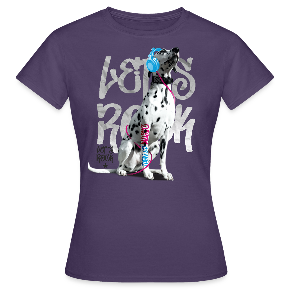 LiNBW. Frauen T-Shirt Dalmatiner Let's Rock - Dunkellila