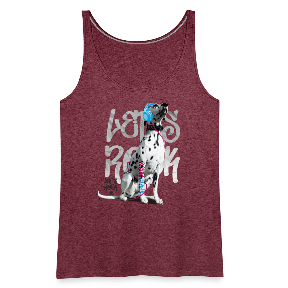 LiNBW. Frauen Tank-Top Dalmatiner Let's Rock - Bordeauxrot meliert