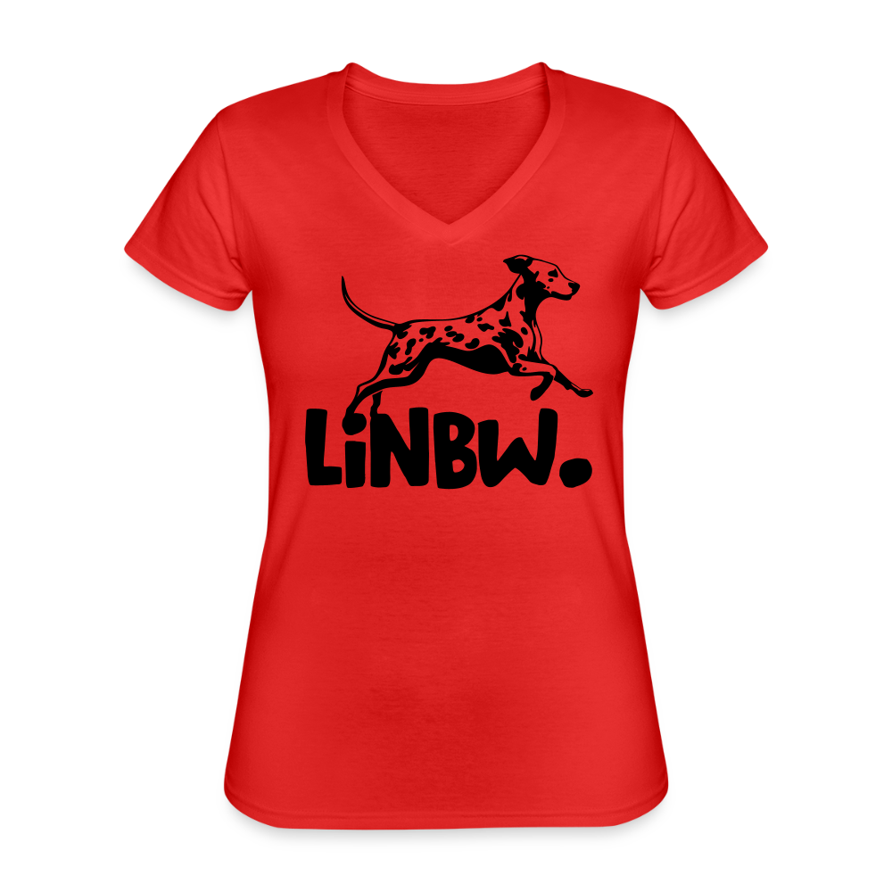 LiNBW. Frauen T-Shirt V-Ausschnitt - Rot