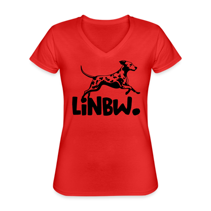 LiNBW. Frauen T-Shirt V-Ausschnitt - Rot