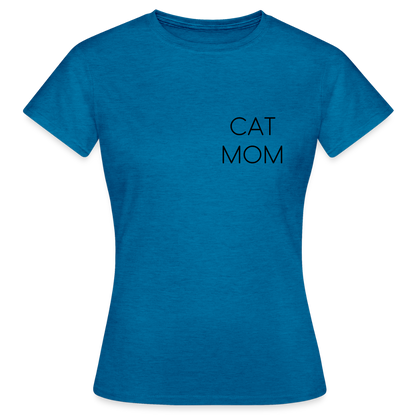 LiNBW. Frauen T-Shirt Stolzes Personal einer Katze - Antikblaues Saphir meliert