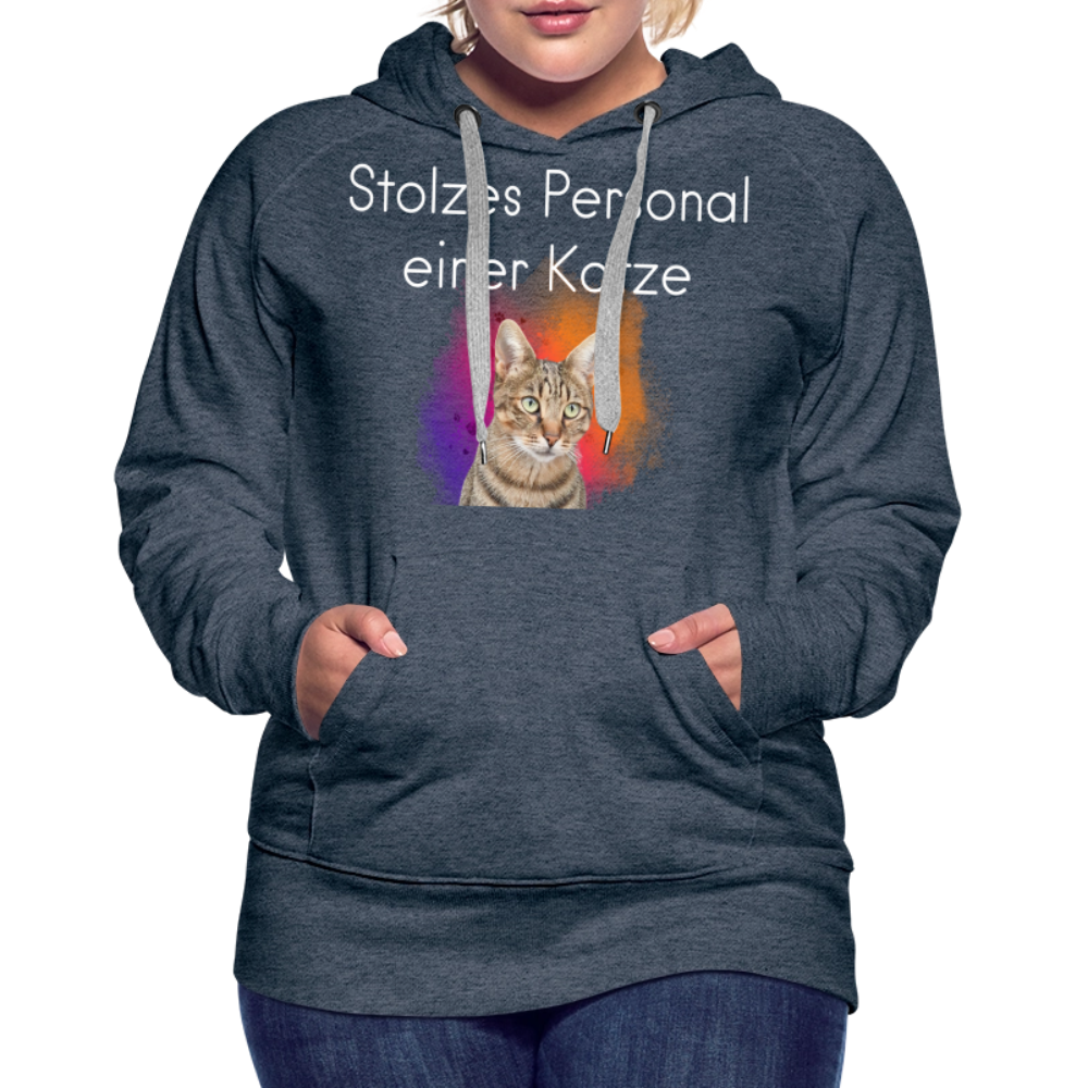 LiNBW.  Frauen Hoodie Stolzes Personal einer Katze - Jeansblau
