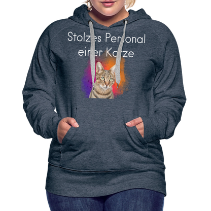 LiNBW.  Frauen Hoodie Stolzes Personal einer Katze - Jeansblau