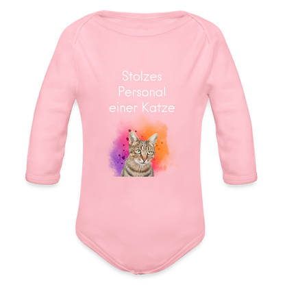 Baby-Body „Stolzes Personal einer Katze“ – Mit frecher Katzenbotschaft - Hellrosa