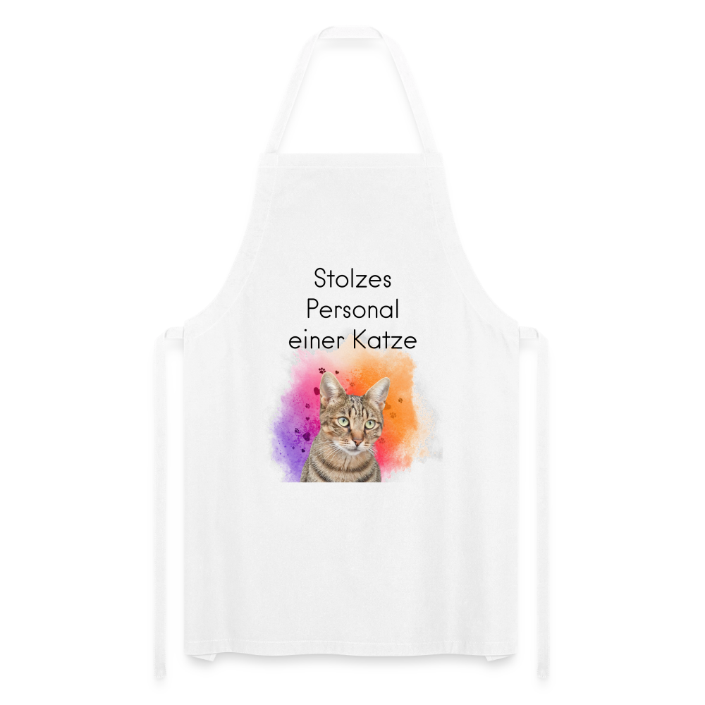 Kochschürze „Stolzes Personal einer Katze“ – Für wahre Katzenbedienstete - Weiß