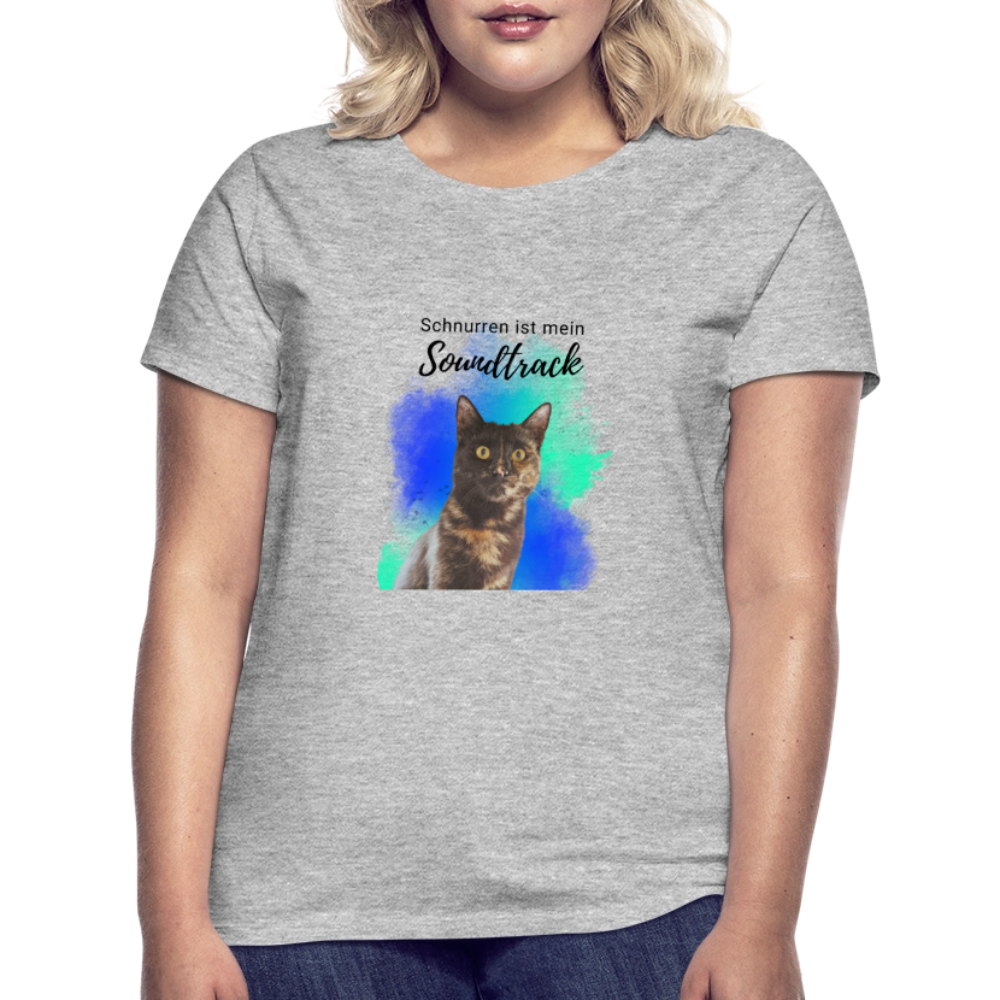 LiNBW. Frauen T-Shirt Schnurren ist mein Soundtrack - Grau meliert
