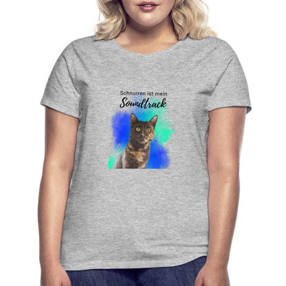 LiNBW. Frauen T-Shirt Schnurren ist mein Soundtrack - Grau meliert