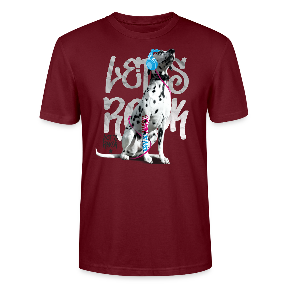 LiNBW. Männer T-Shirt Dalmatiner Let's Rock - Burgunderrot