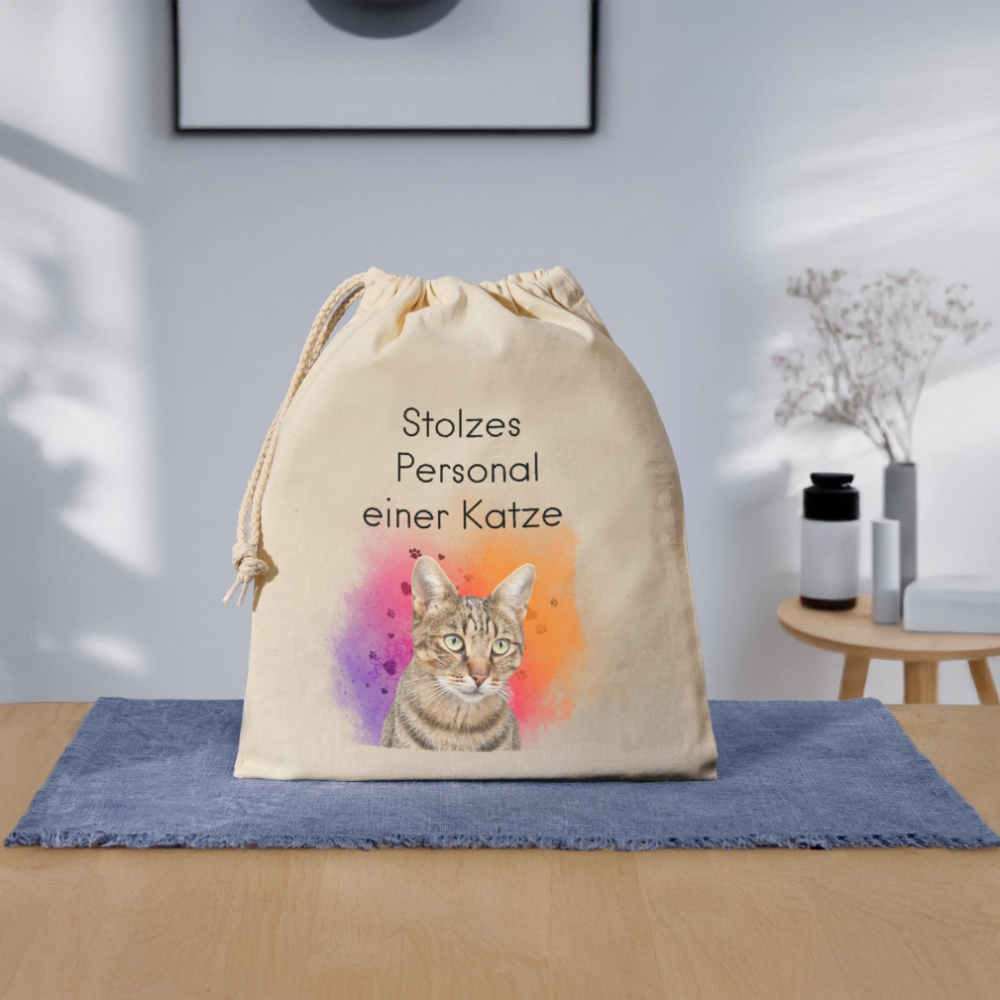 LiNBW. Baumwollbeutel Stolzes Personal einer Katze - Natur