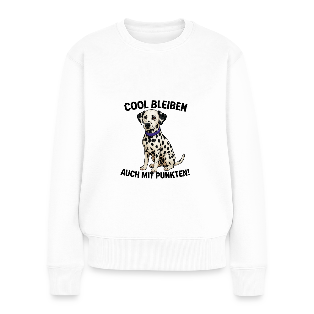 Damen Pullover „Cool bleiben – auch mit Punkten“ – Dalmatiner-Welpe Davina 🐶✨ - Weiß