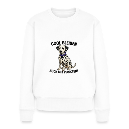 Damen Pullover „Cool bleiben – auch mit Punkten“ – Dalmatiner-Welpe Davina 🐶✨ - Weiß