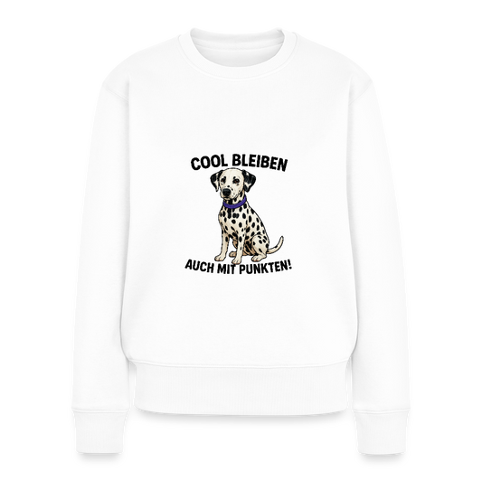 Damen Pullover „Cool bleiben – auch mit Punkten“ – Dalmatiner-Welpe Davina 🐶✨ - Weiß