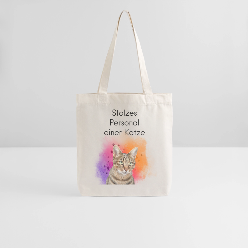 LiNBW. Stoffbeutel Stolzes Personal einer Katze - Naturweiß