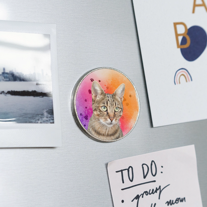 Magnet „Katzenblick voller Liebe“ – Bunte Kühlschrankdeko für Samtpfoten-Fans - Weiß