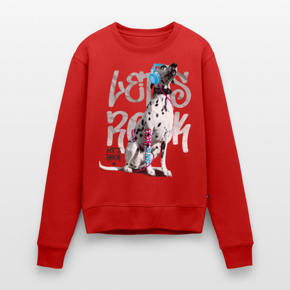 Damen Pullover „Let’s Rock“ – Boa mit Kopfhörern – für Musik- & Hundefans 🎧🐾 - Rot