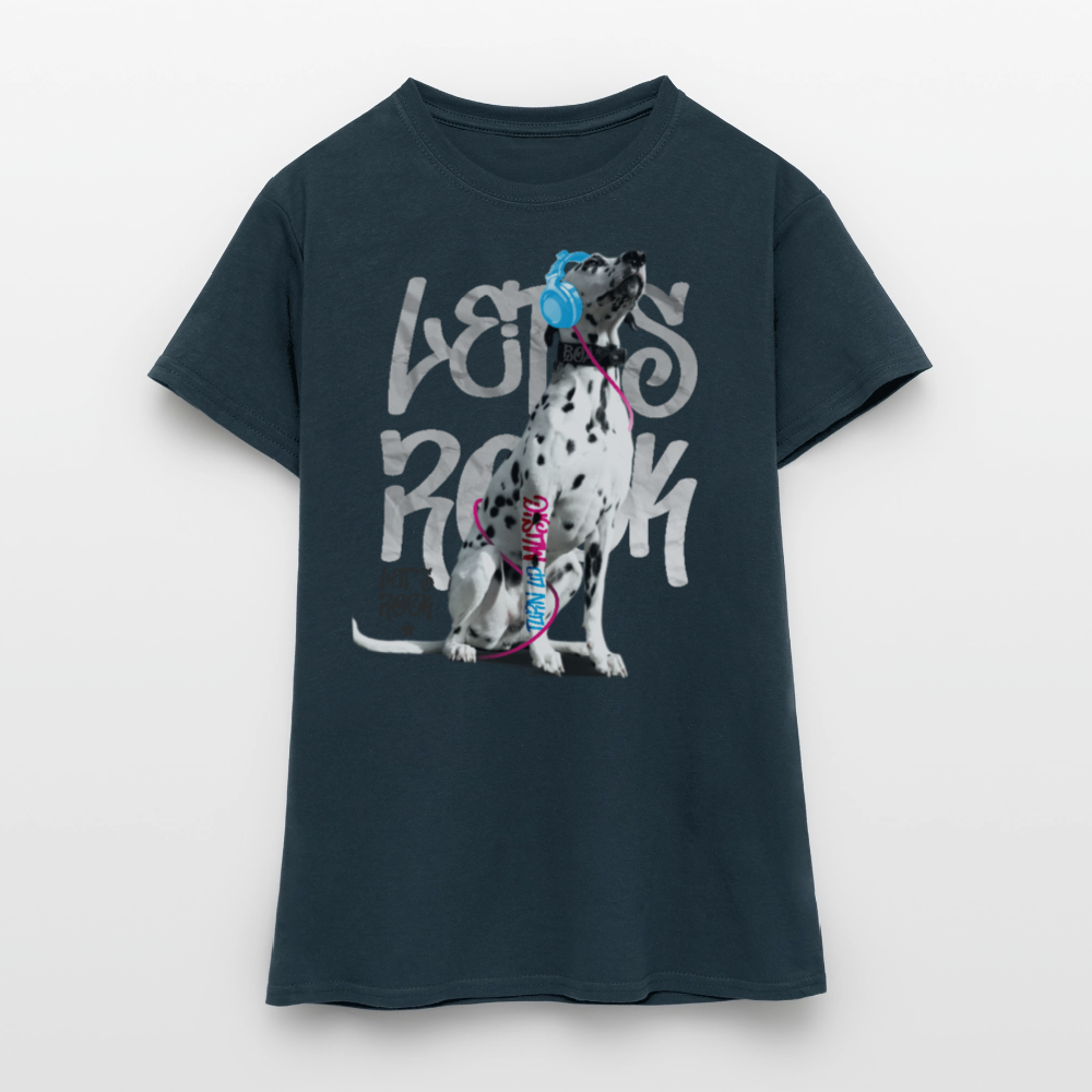 LiNBW. Frauen T-Shirt Dalmatiner Let's Rock - Navy