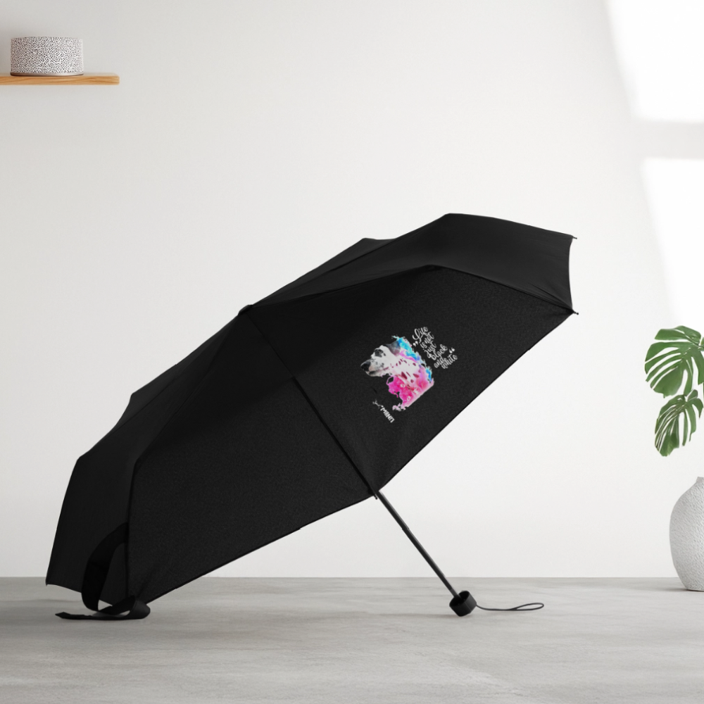 Regenschirm „Life is not just black and white“ mit Dalmatiner-Motiv – Für farbenfrohe Tierfreunde - Schwarz