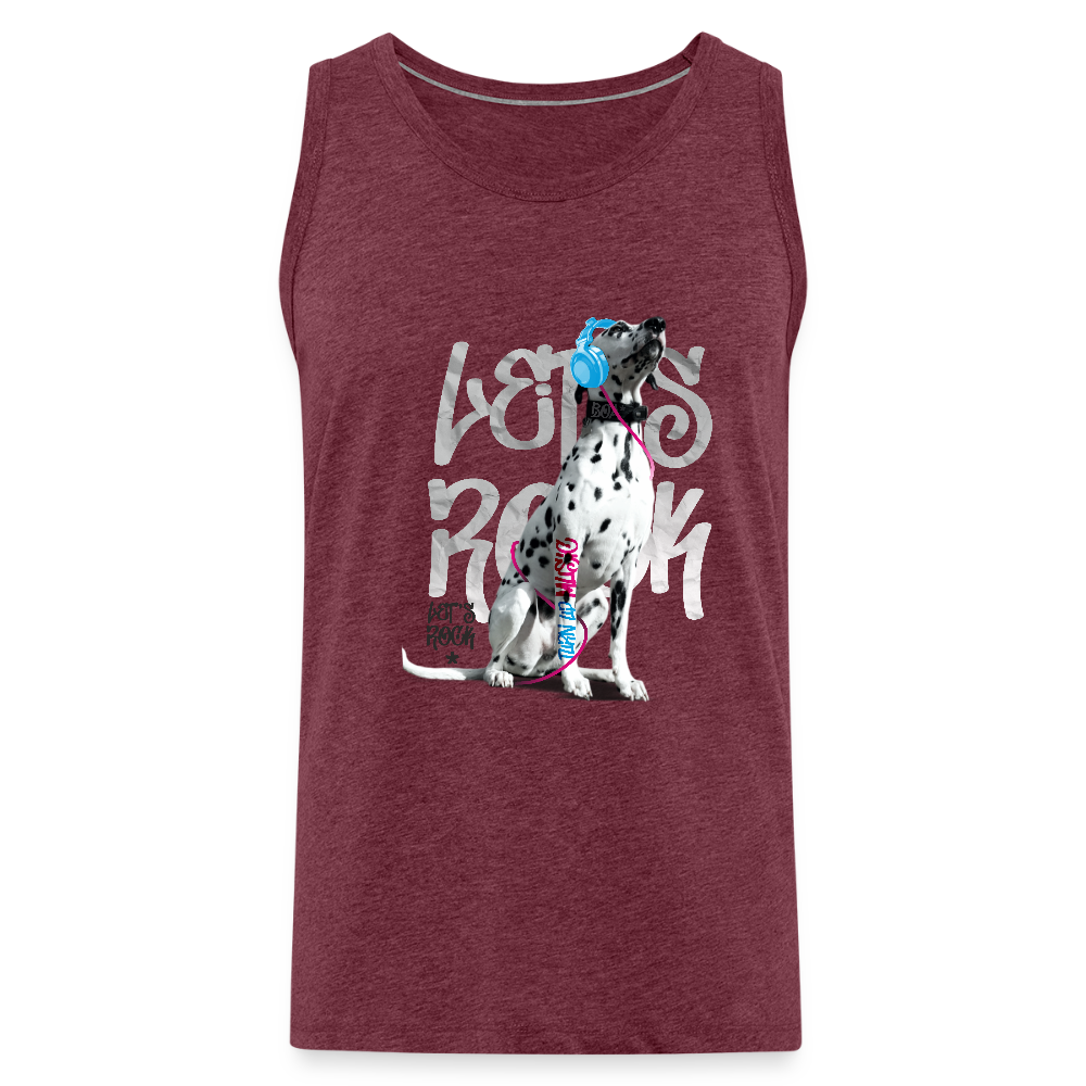 LiNBW. Männer Tank-Top Dalmatiner Let's Rock - Bordeauxrot meliert