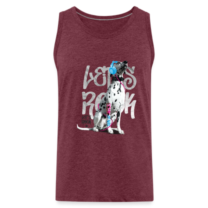 LiNBW. Männer Tank-Top Dalmatiner Let's Rock - Bordeauxrot meliert