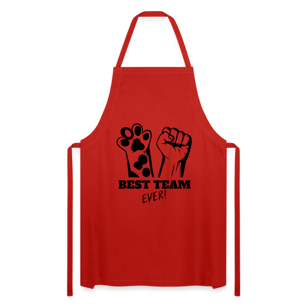 Kochschürze „Best Team Ever!“ – Mensch & Tier, unschlagbar vereint - Rot