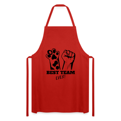 Kochschürze „Best Team Ever!“ – Mensch & Tier, unschlagbar vereint - Rot
