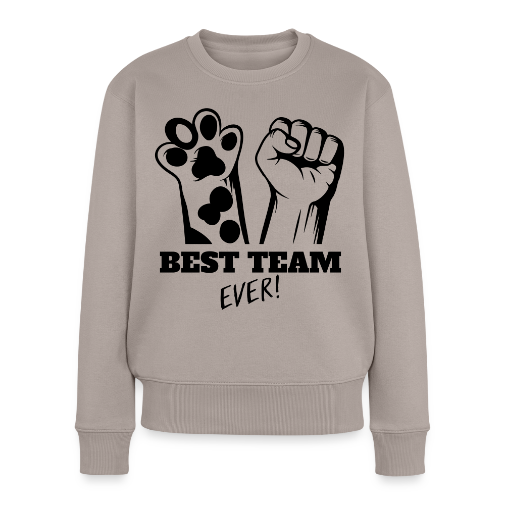 Damen Pullover „Best Team Ever“ –  für wahre Freundschaft 🐾✊ - Taupe