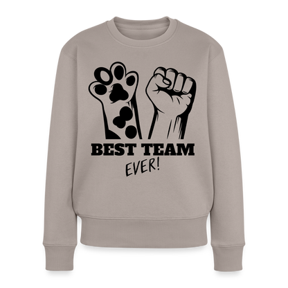 Damen Pullover „Best Team Ever“ –  für wahre Freundschaft 🐾✊ - Taupe