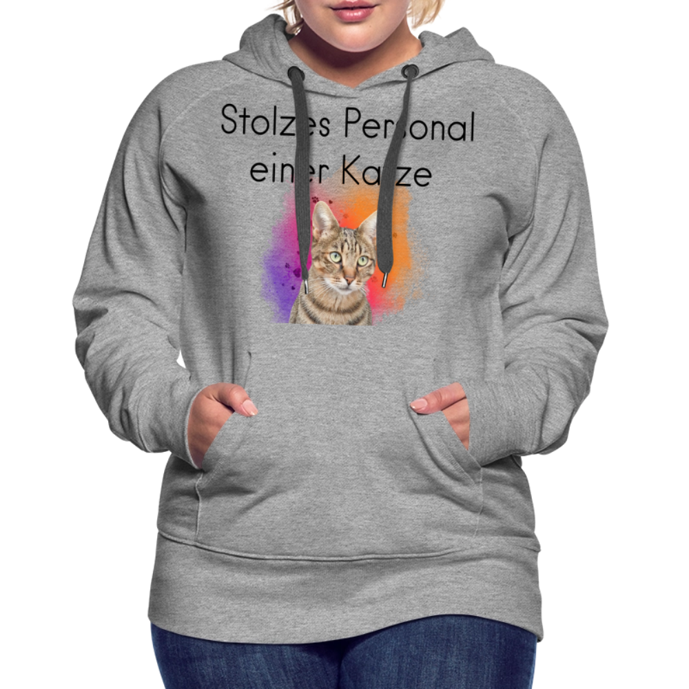 LiNBW.  Frauen Hoodie Stolzes Personal einer Katze - Grau meliert