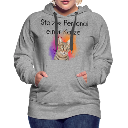 LiNBW.  Frauen Hoodie Stolzes Personal einer Katze - Grau meliert