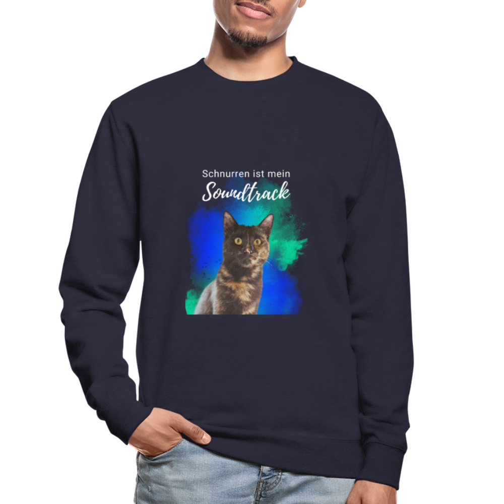 LiNBW. Männer Pullover Schnurren ist mein Soundtrack - Navy