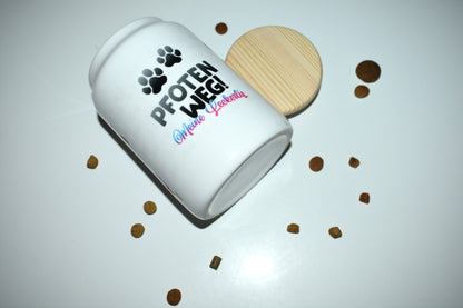 LiNBW. Leckerlidose aus Keramik  mit Holzdeckel Dalmatiner "Pfoten weg, meine Leckerlies"