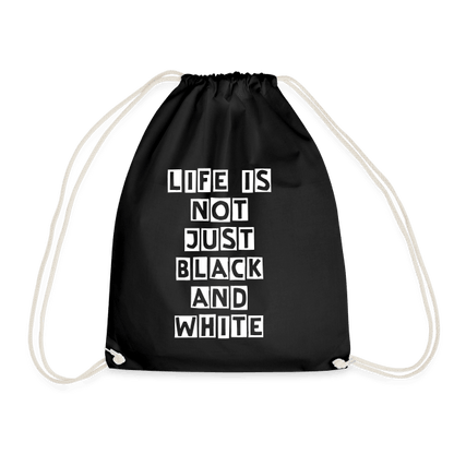 Turnbeutel 12 Liter – Umweltfreundlicher Baumwollbeutel mit Kordelzug für Sport & Alltag (Black) - LiNBW. - LIFE IS NOT JUST BLACK AND WHITE