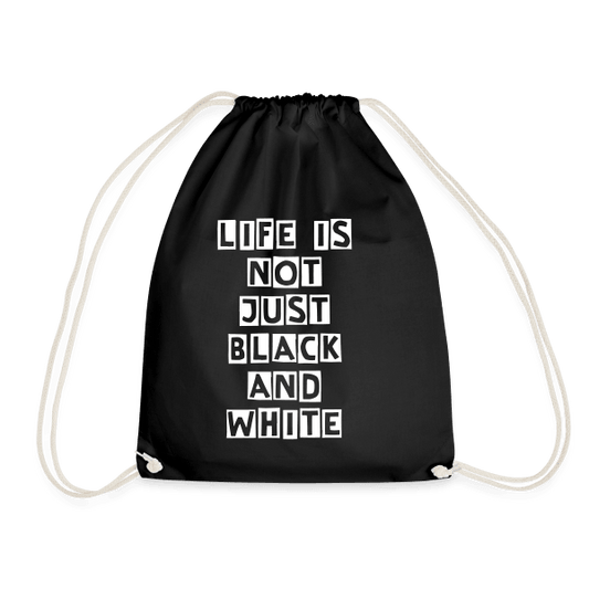 Turnbeutel 12 Liter – Umweltfreundlicher Baumwollbeutel mit Kordelzug für Sport & Alltag (Black) - LiNBW. - LIFE IS NOT JUST BLACK AND WHITE