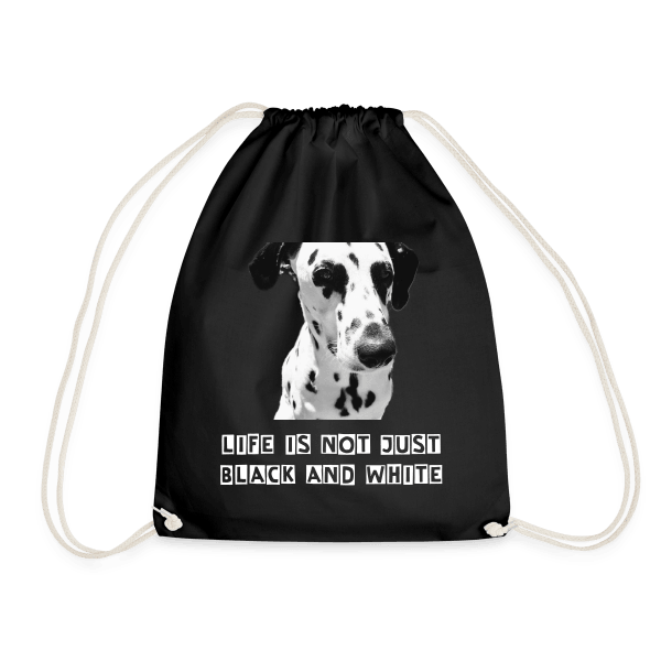 Dalmatiner Turnbeutel 12 Liter – Umweltfreundlicher Baumwollbeutel mit Kordelzug für Sport & Alltag (Black) - LiNBW. - LIFE IS NOT JUST BLACK AND WHITE