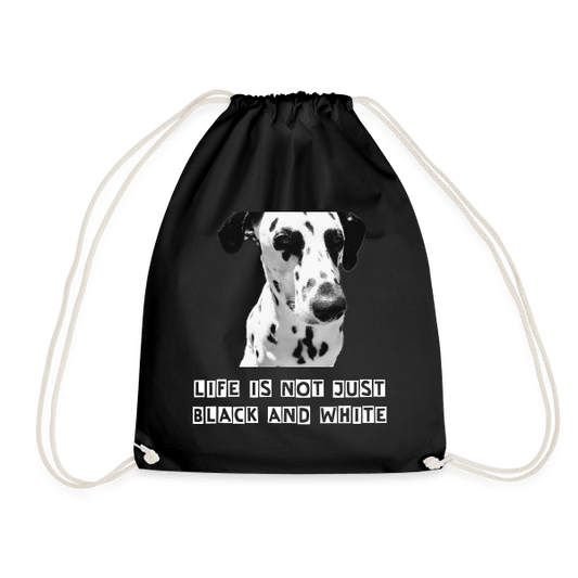 Dalmatiner Turnbeutel 12 Liter – Umweltfreundlicher Baumwollbeutel mit Kordelzug für Sport & Alltag (Black) - LiNBW. - LIFE IS NOT JUST BLACK AND WHITE