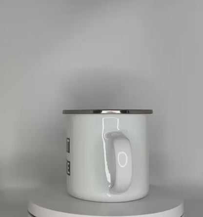 Emaille-Tasse im Retro-Look – Robuster Vintage-Becher mit Edelstahlrand (300 ml)